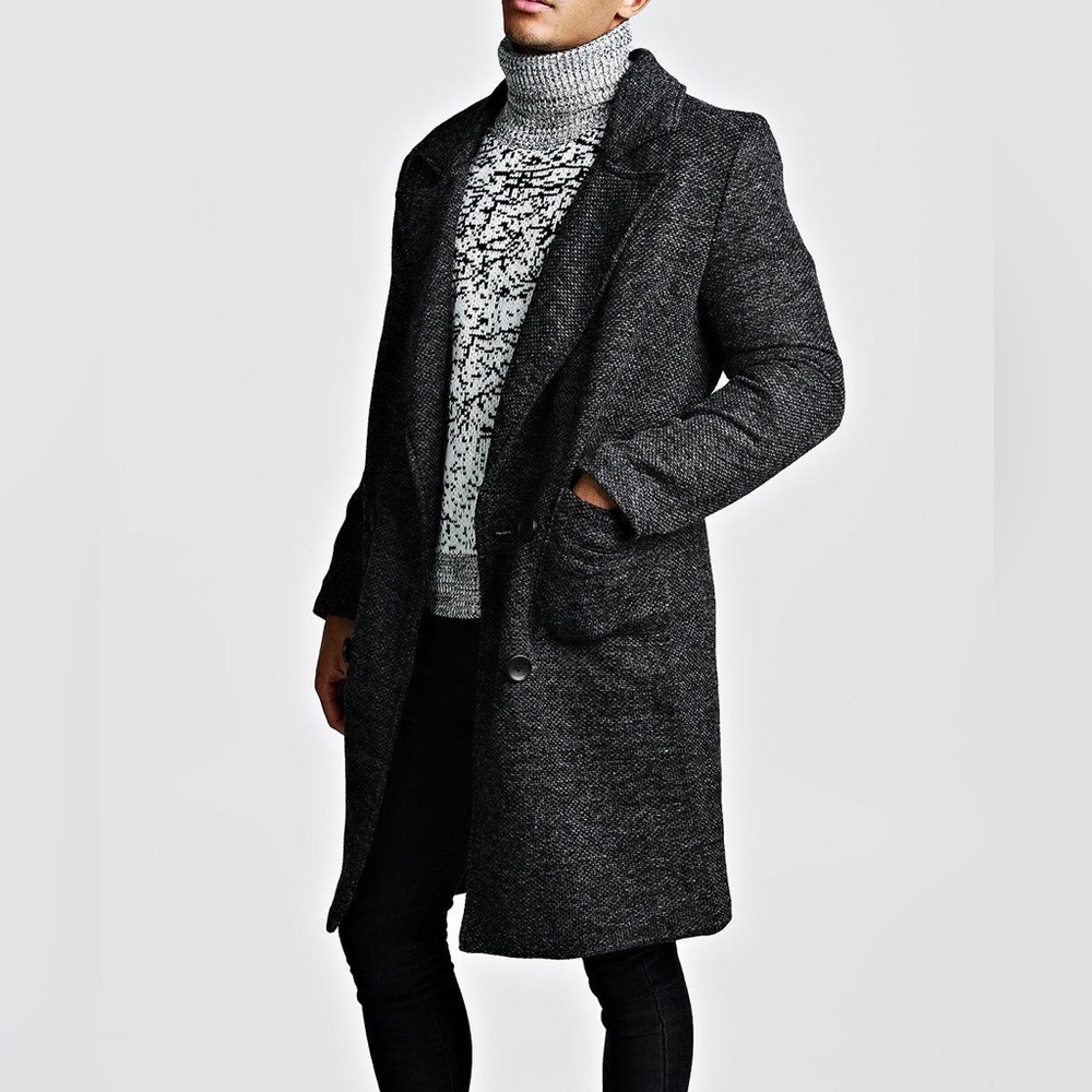 Textured 3/4 Lined Overcoat
